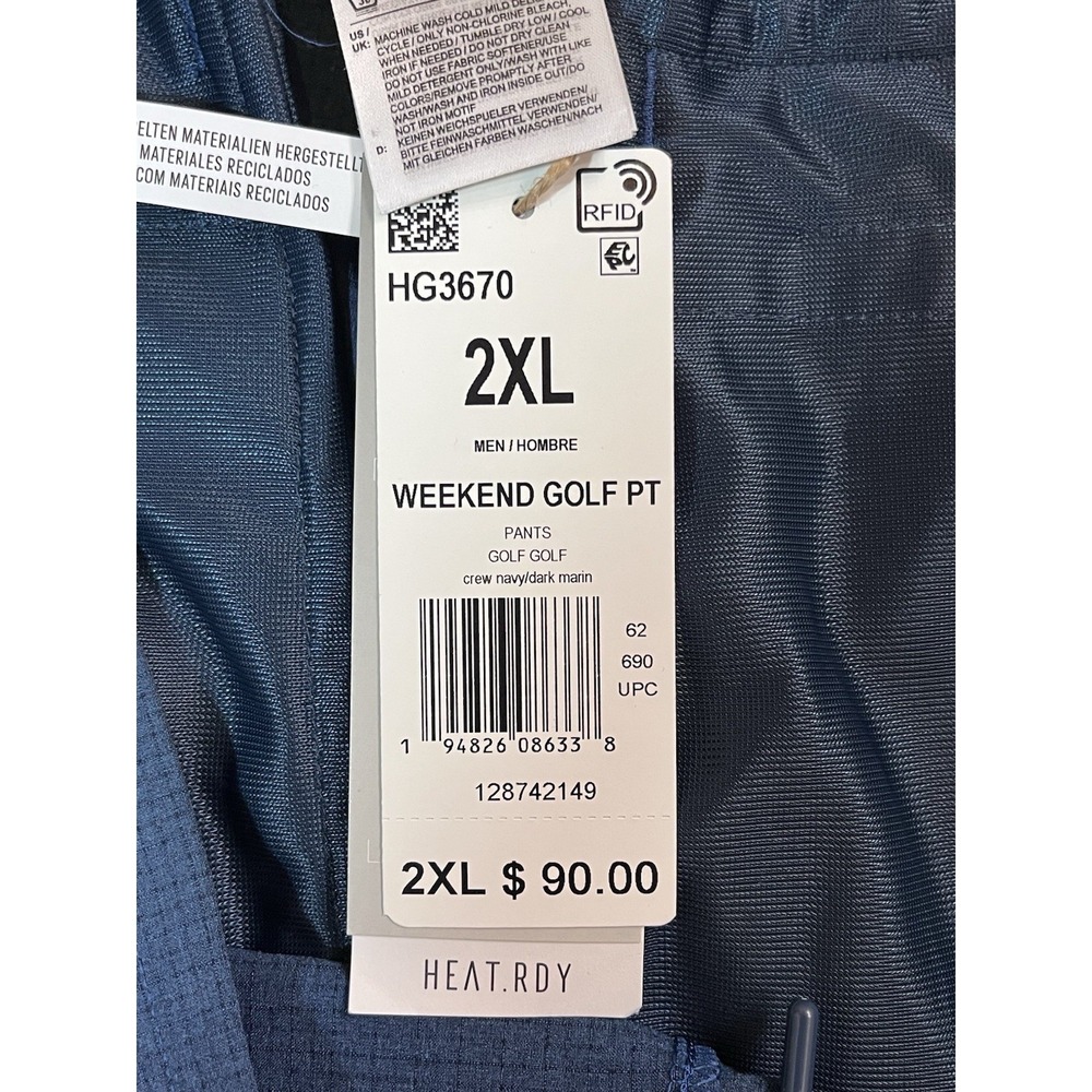 NWT ADIDAS Men's Weekend Golf Pants Sz 2XL Blue Jogger HEAT.RDY HG3670 NEW - Picture 4 of 9